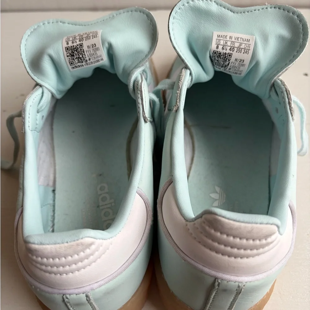 Adidas Samba Shoe- Almost Blue / Cloud White / Silver Metallic Women's US Size 8 - Picture 7 of 9